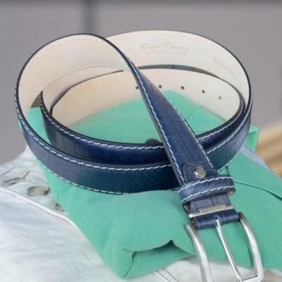 Federal Blue Mock Caiman Leather Belt