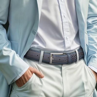 Gray Mock Gator Leather Belt