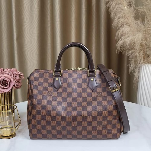 Louis Vuitton Speedy 30 Bandouliere Damier Ebene Shoulder Bag Brown