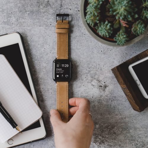 Apple Black Leather Stitching Watch Band