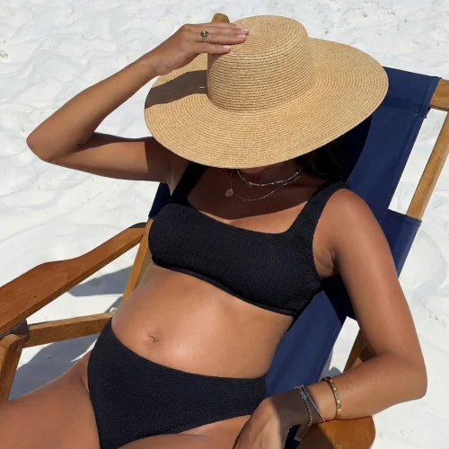 One Size Crinkle Bikini Set (Portofino Top, Low-Waisted Bottoms)