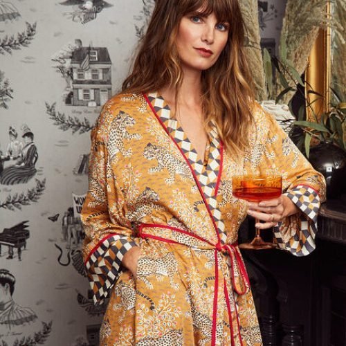 Eco Satin Robe in Champagne & Caviar