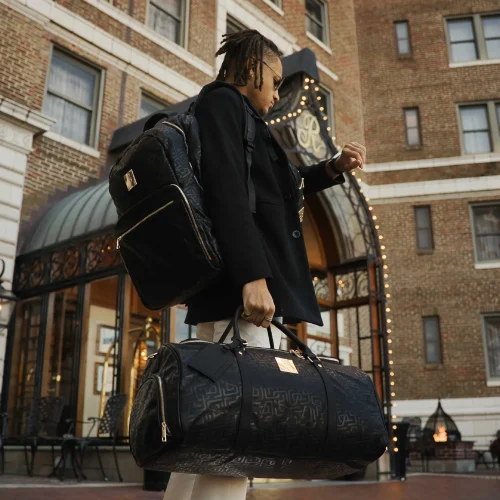 Black Monogram Leather Patented Carry-On Backpack