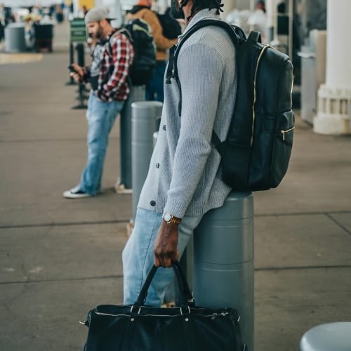 Black Leather Duffle Bag