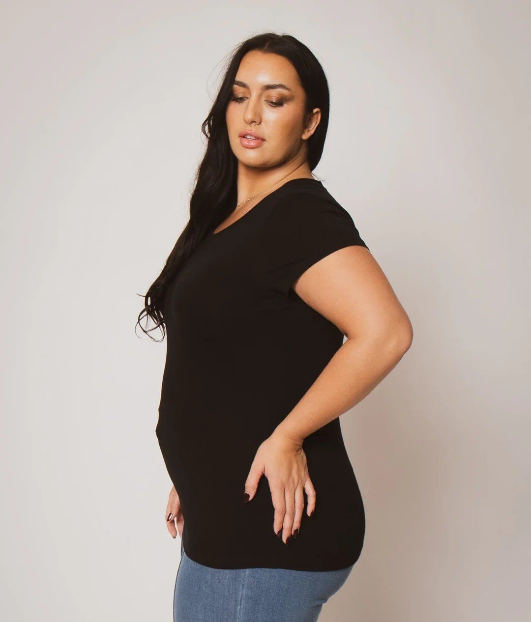 Plus Size Perfect Scoop Tee - Black