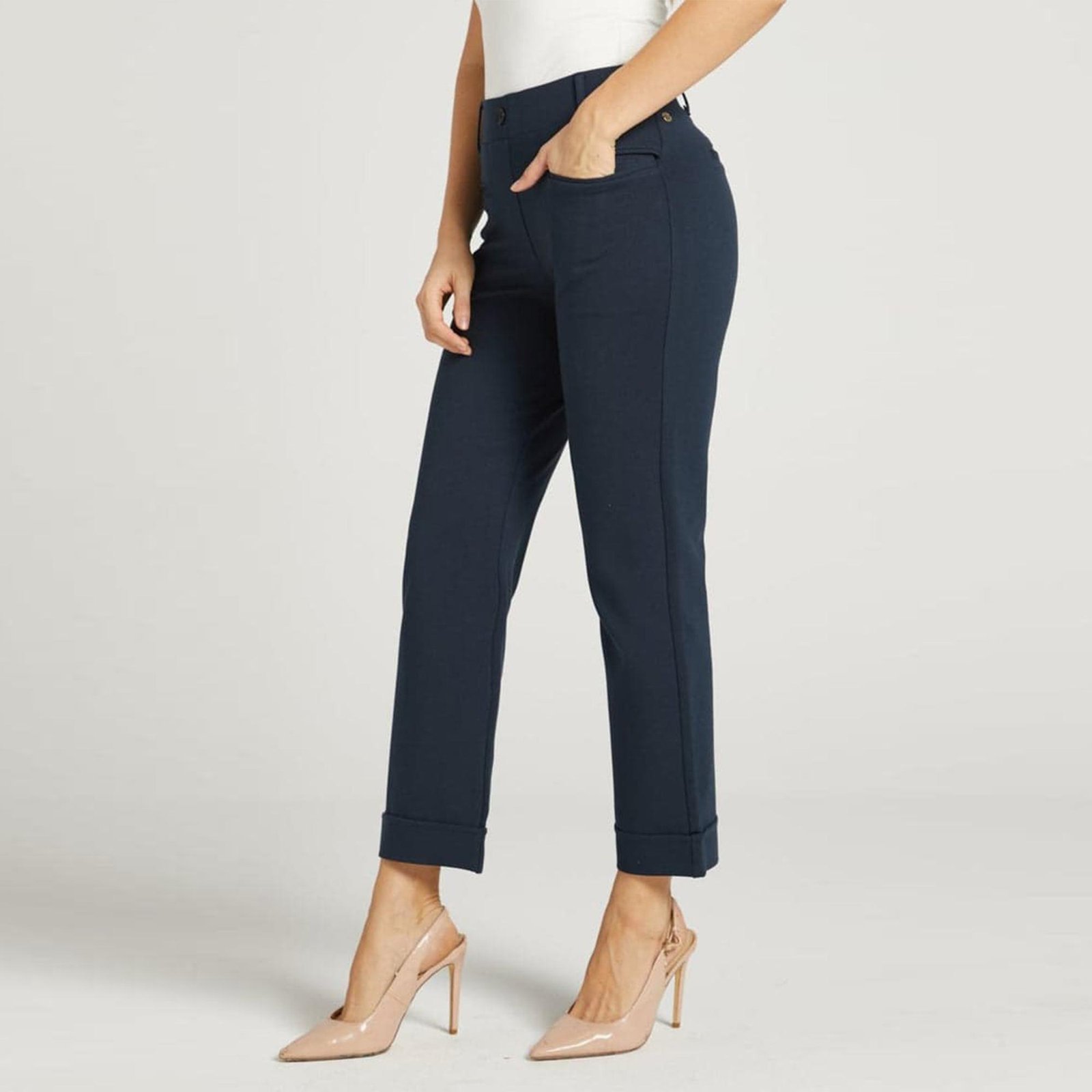 Easy Crop Trouser | Straight (Navy)